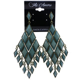 Mi Amore Antiqued Drop-Dangle-Earrings Blue/Gold-Tone