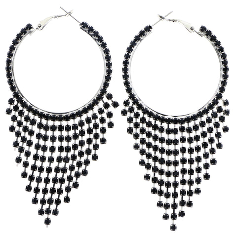 Mi Amore Hoop-Earrings Black/Silver-Tone