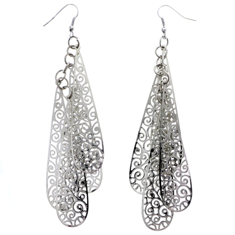 Mi Amore Filigree Dangle-Earrings Silver-Tone