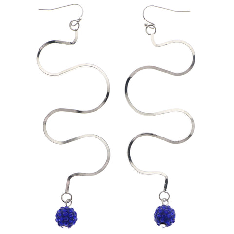 Mi Amore Dangle-Earrings Silver-Tone/Blue