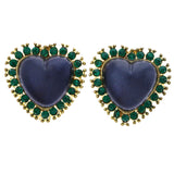 Mi Amore Heart Post-Earrings Green/Gold-Tone