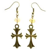 Mi Amore AB Finish Cross Dangle-Earrings Gold-Tone & Peach