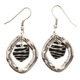 Mi Amore Zebra Stripe Dangle-Earrings Silver-Tone/Black