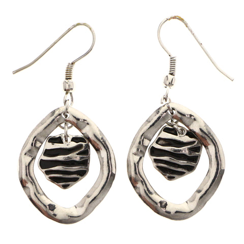 Mi Amore Zebra Stripe Dangle-Earrings Silver-Tone/Black