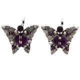Mi Amore Butterfly Dangle-Earrings Silver-Tone/Purple