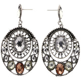 Mi Amore Antiqued Drop-Dangle-Earrings Silver-Tone/Yellow