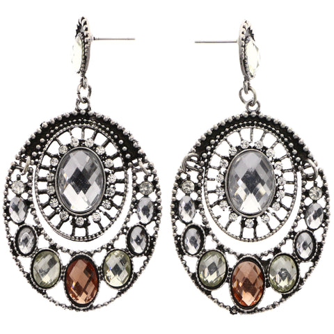 Mi Amore Antiqued Drop-Dangle-Earrings Silver-Tone/Yellow