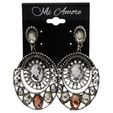 Mi Amore Antiqued Drop-Dangle-Earrings Silver-Tone/Yellow