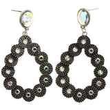 Mi Amore Antiqued AB Finish Drop-Dangle-Earrings Silver-Tone