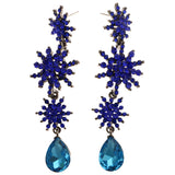 Mi Amore Flower Drop-Dangle-Earrings Blue/Dark-Silver