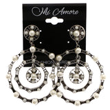 Mi Amore Antiqued Drop-Dangle-Earrings Silver-Tone/White