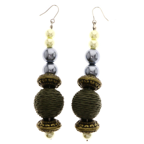 Mi Amore Antiqued Dangle-Earrings Green/Black