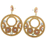 Mi Amore AB Finish Drop-Dangle-Earrings Peach/Gold-Tone