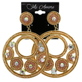 Mi Amore AB Finish Drop-Dangle-Earrings Peach/Gold-Tone