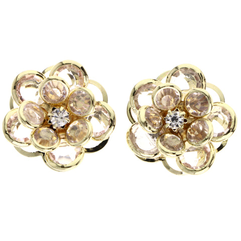 Mi Amore Flower Post-Earrings Peach/Gold-Tone