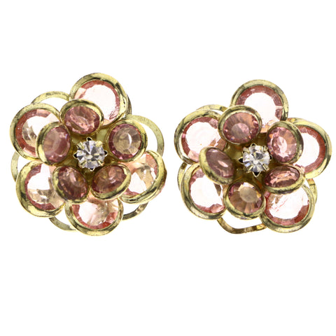 Mi Amore Flower Post-Earrings Pink/Gold-Tone