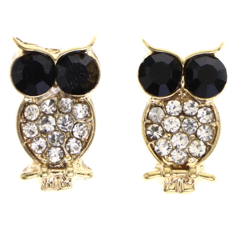 Mi Amore Owl Post-Earrings Gold-Tone/Black