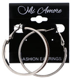 Mi Amore Hoop-Earrings Brown/Silver-Tone