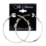 Mi Amore Bow Hoop-Earrings Black/Silver-Tone