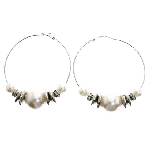 Mi Amore Hoop-Earrings Silver-Tone/White