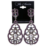 Mi Amore AB Finish Drop-Dangle-Earrings Purple/Silver-Tone