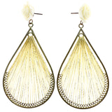 Mi Amore Rose String Art Drop-Dangle-Earrings Gold-Tone & White