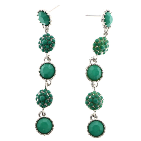 Mi Amore Drop-Dangle-Earrings Green/Silver-Tone