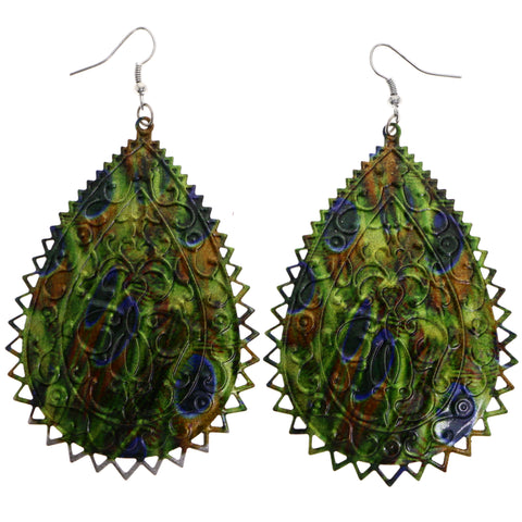 Mi Amore Flower Dangle-Earrings Green/Blue
