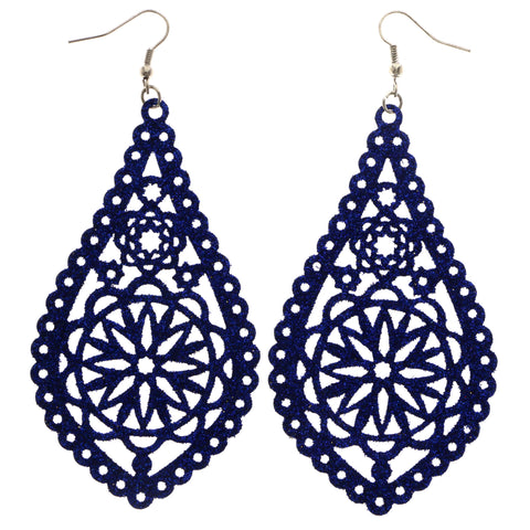 Mi Amore Flower Dangle-Earrings Blue