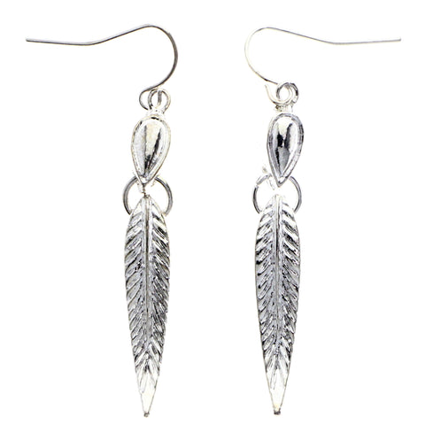 Mi Amore Feather Dangle-Earrings Silver-Tone
