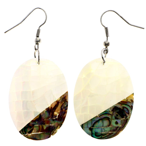 Mi Amore AB Finish Dangle-Earrings White/Brown