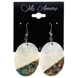 Mi Amore AB Finish Dangle-Earrings White/Brown