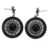 Mi Amore Antiqued Drop-Dangle-Earrings Silver-Tone/Black