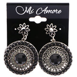 Mi Amore Antiqued Drop-Dangle-Earrings Silver-Tone/Black