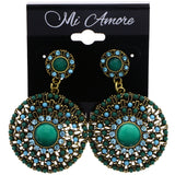 Mi Amore Antiqued Drop-Dangle-Earrings Blue/Green