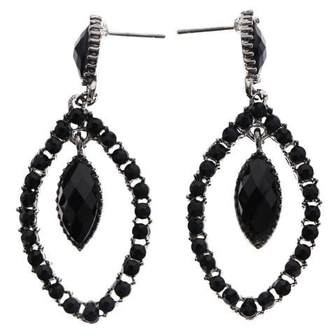 Mi Amore Drop-Dangle-Earrings Black/Silver-Tone