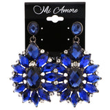 Mi Amore Flower Drop-Dangle-Earrings Blue/Silver-Tone
