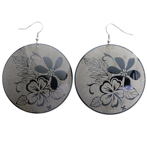 Mi Amore Flower Dangle-Earrings White/Dark-Silver