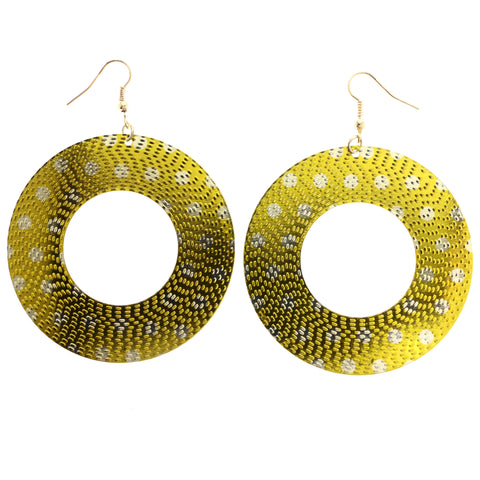 Mi Amore Polka Dot Dangle-Earrings Yellow/Silver-Tone