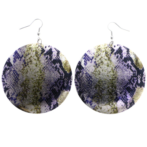 Mi Amore Snake Skin Print Dangle-Earrings Purple/Green