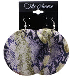 Mi Amore Snake Skin Print Dangle-Earrings Purple/Green