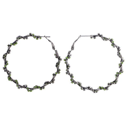 Mi Amore Hoop-Earrings Dark-Silver/Green