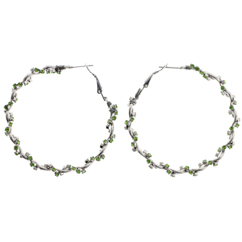 Mi Amore Hoop-Earrings Silver-Tone/Green