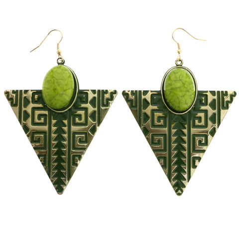 Mi Amore Dangle-Earrings Green/Gold-Tone
