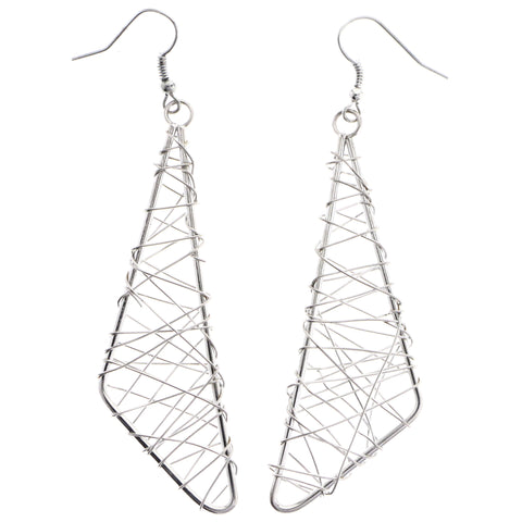 Mi Amore Wire Wrap Dangle-Earrings Silver-Tone
