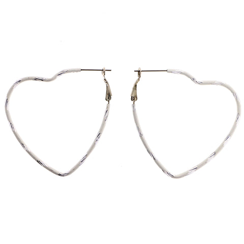 Mi Amore Heart Hoop-Earrings White/Silver-Tone