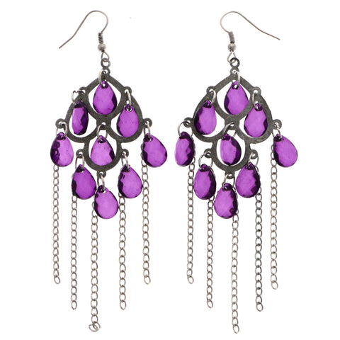 Mi Amore Antiqued Dangle-Earrings Silver-Tone/Purple
