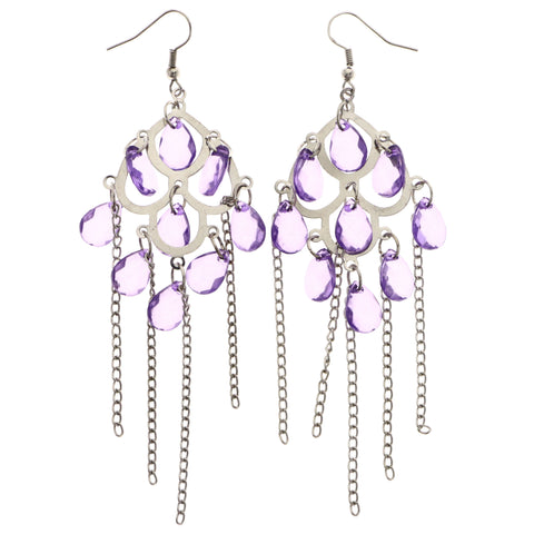 Mi Amore Dangle-Earrings Silver-Tone/Purple
