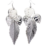 Mi Amore Leaf Dangle-Earrings Silver-Tone