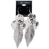 Mi Amore Leaf Dangle-Earrings Silver-Tone